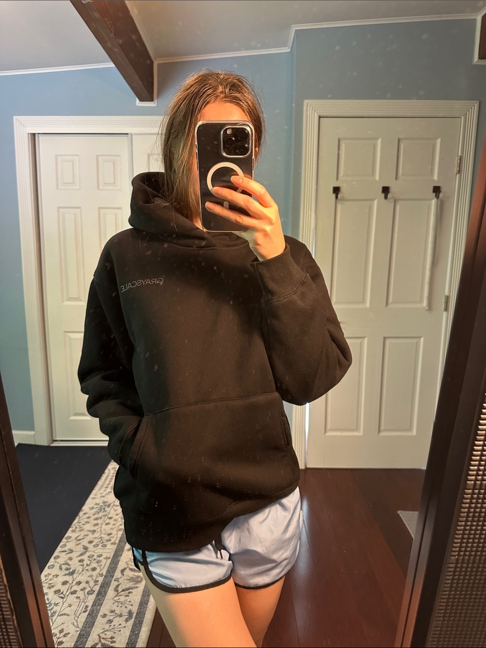 Black Fleece lined Corporate Grayscale Hoodie